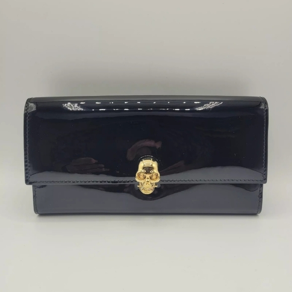 Alexander McQueen Handbags - ALEXANDER McQUEEN Black Patent Leather Continental Wallet, NWT